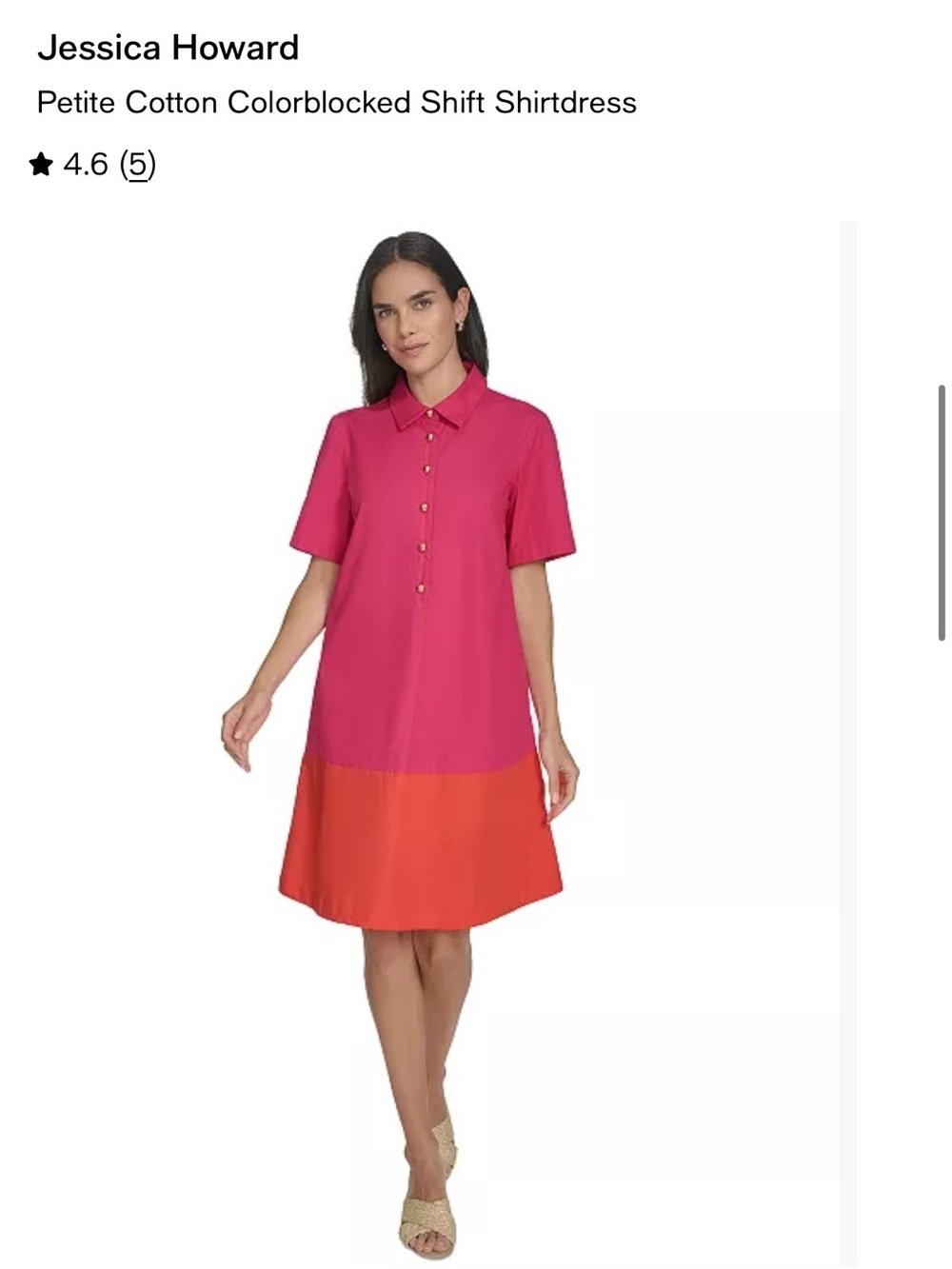 Jessica Howard Pink and Orange Colorblocked Shift Dress 8P